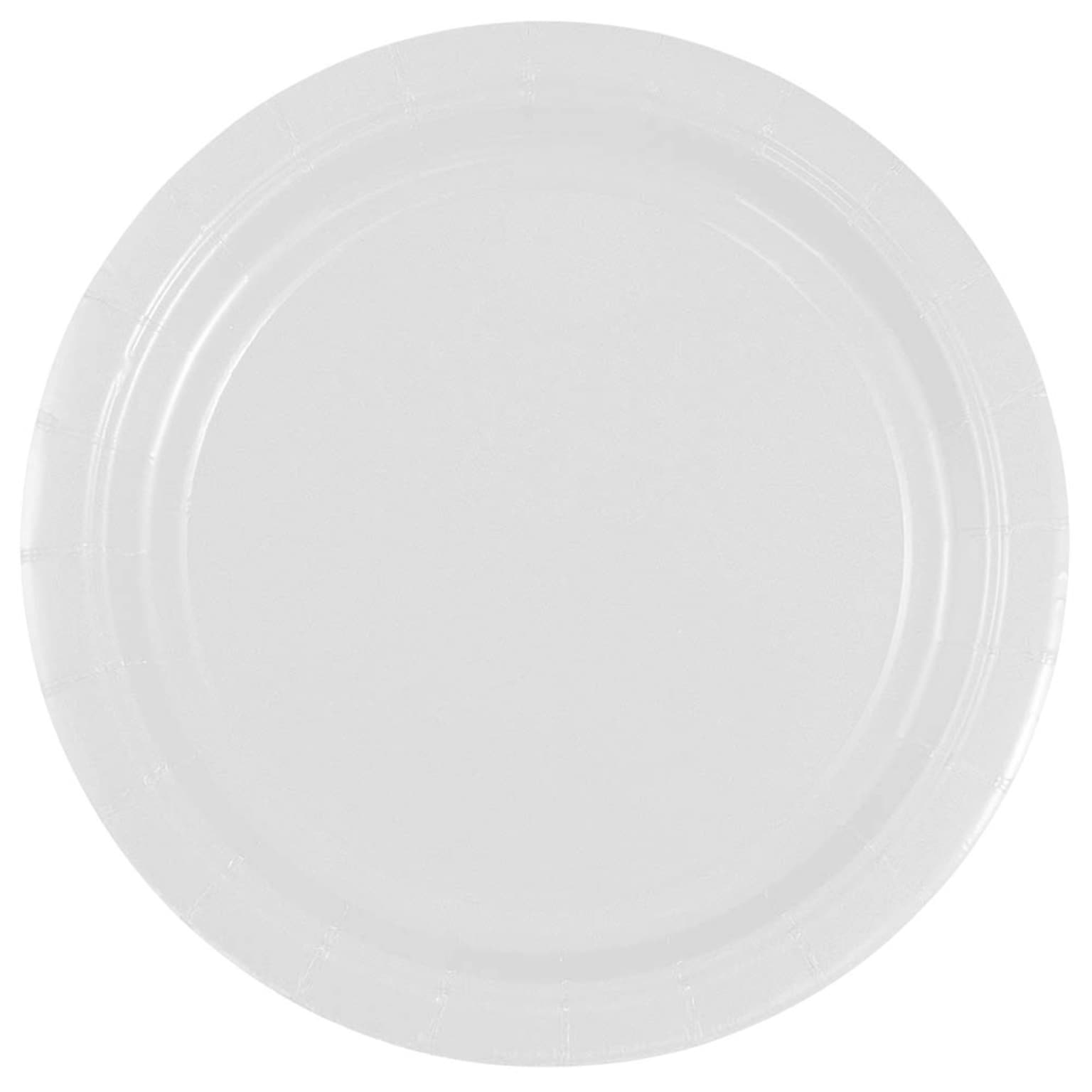 JAM PAPER Round Paper Party Plates, Small, 7 Inch, White, 50/pack