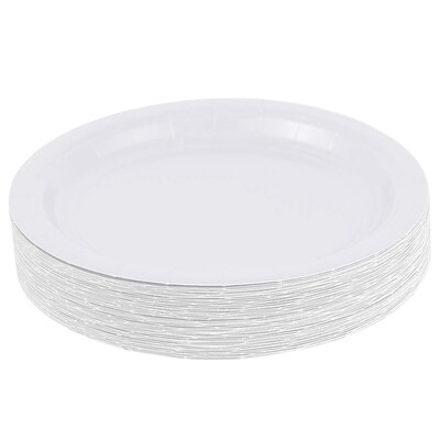 Jam Paper Small Round Paper Plates, White, 7 inch, 50/Pack