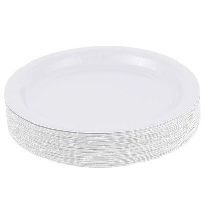 JAM PAPER Round Paper Party Plates, Small, 7 Inch, White, 50/pack