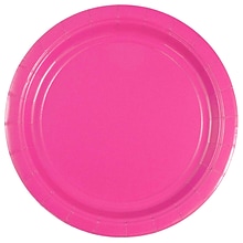 JAM PAPER Round Paper Party Plates, Small, 7 Inch, Fuchsia Pink, 50/pack