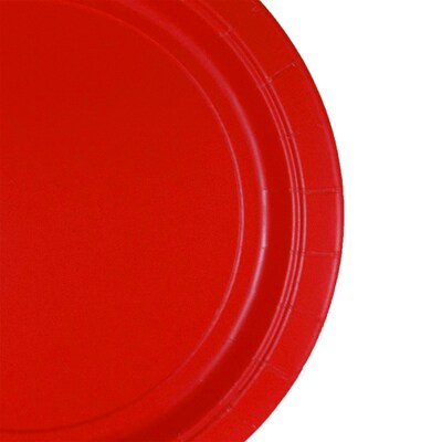 JAM PAPER Round Paper Party Plates, Medium, 9 Inch, Red, 50/pack