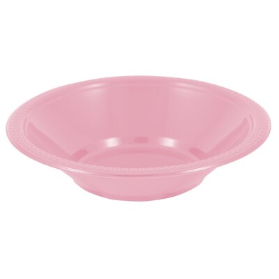 JAM PAPER Disposable Plastic Bowls, Small, 12 oz (7 Inch Diameter), Baby Pink Pastel, 20/pack