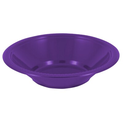 JAM PAPER Disposable Plastic Bowls, Small, 12 oz (7 Inch Diameter), Violet, 20/pack