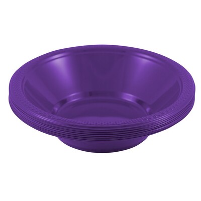 JAM PAPER Disposable Plastic Bowls, Small, 12 oz (7 Inch Diameter), Violet, 20/pack