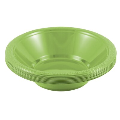 JAM PAPER Disposable Plastic Bowls, Small, 12 oz (7 Inch Diameter), Lime Green, 20/pack