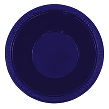 JAM PAPER Disposable Plastic Bowls, Small, 12 oz (7 Inch Diameter), Navy Blue, 20/pack
