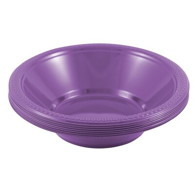 JAM PAPER Disposable Plastic Bowls, Small, 12 oz (7 Inch Diameter), Purple, 20/pack