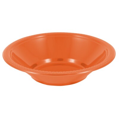 JAM PAPER Disposable Plastic Bowls, Small, 12 oz (7 Inch Diameter), Orange, 20/pack