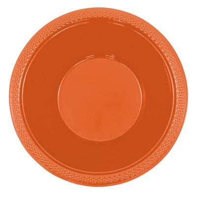 JAM PAPER Disposable Plastic Bowls, Small, 12 oz (7 Inch Diameter), Orange, 20/pack