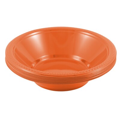 JAM PAPER Disposable Plastic Bowls, Small, 12 oz (7 Inch Diameter), Orange, 20/pack