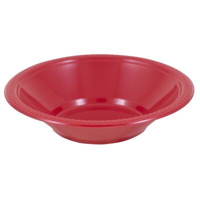 JAM PAPER Disposable Plastic Bowls, Small, 12 oz (7 Inch Diameter), Red, 20/pack