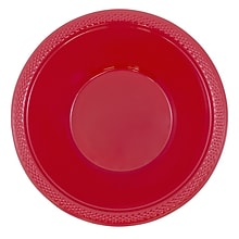 JAM PAPER Disposable Plastic Bowls, Small, 12 oz (7 Inch Diameter), Red, 20/pack