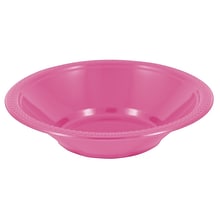 JAM PAPER Disposable Plastic Bowls, Small, 12 oz (7 Inch Diameter), Fuchsia Pink, 20/pack