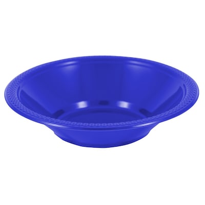 JAM PAPER Disposable Plastic Bowls, Small, 12 oz (7 Inch Diameter), Blue, 20/pack