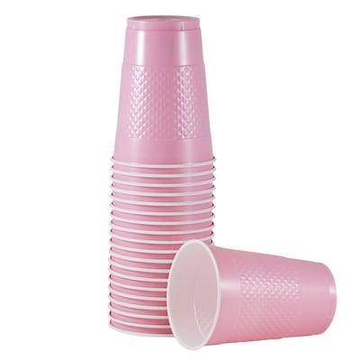 JAM PAPER Plastic Party Cups, 16 oz, Baby Pink Pastel, 20 Glasses/Pack