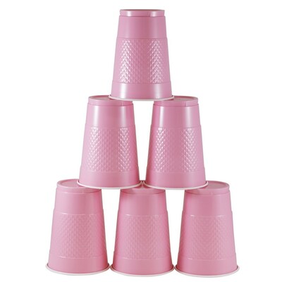 JAM PAPER Plastic Party Cups, 16 oz, Baby Pink Pastel, 20 Glasses/Pack