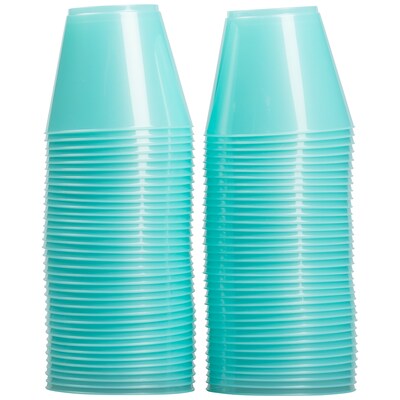 JAM PAPER Plastic Glasses Party Pack, 9 oz Tumblers, Light Teal Blue, 72 Hard Plastic Cups/Pack