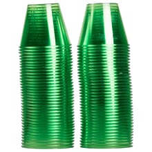 JAM PAPER Plastic Glasses Party Pack, 9 oz Tumblers, Lime Green, 72 Hard Plastic Cups/Pack