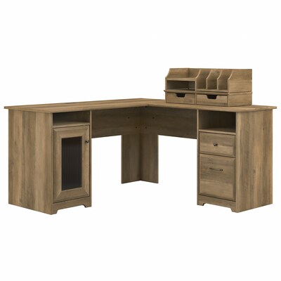 Bush Furniture Cabot 60W L-Shaped Desk with Desktop Organizers, Reclaimed Pine (CAB065RCP)