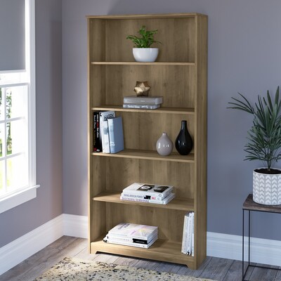 Bush Furniture Cabot 66"H 5-Shelf Bookcase with Adjustable Shelves, Reclaimed Pine (WC31566)