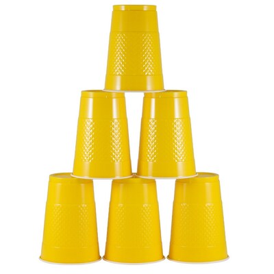 JAM PAPER Plastic Party Cups, 16 oz, Yellow, 20 Glasses/Pack