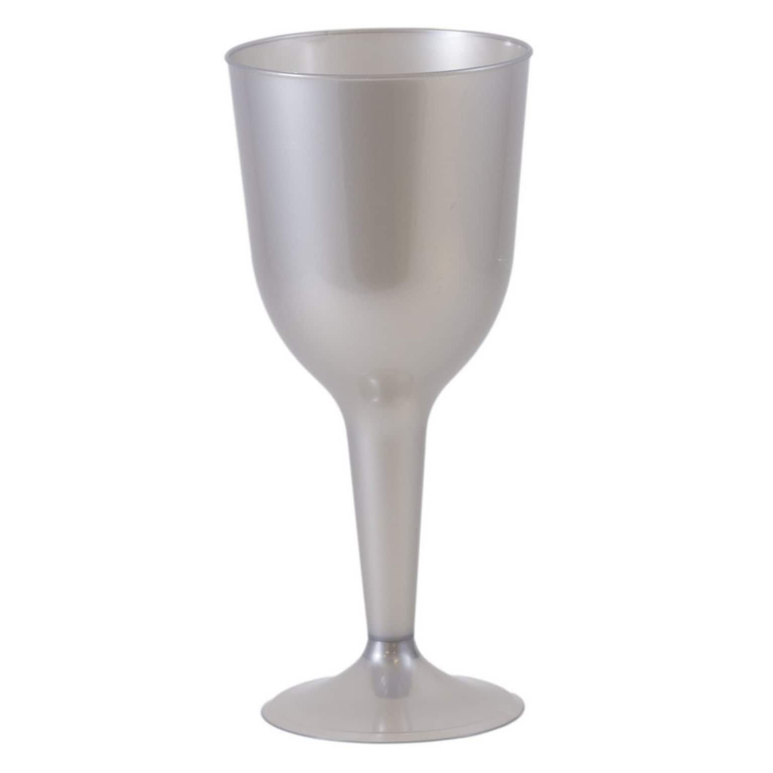 JAM PAPER Plastic Wine Glasses, 10 oz, Silver, 20 Glasses/Pack