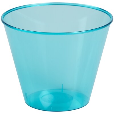 JAM PAPER Plastic Glasses Party Pack, 9 oz Tumblers, Bright Blue, 72 Hard Plastic Cups/Pack