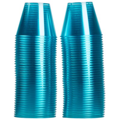 JAM PAPER Plastic Glasses Party Pack, 9 oz Tumblers, Bright Blue, 72 Hard Plastic Cups/Pack