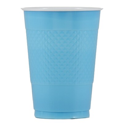 JAM PAPER Plastic Party Cups, 16 oz., Sea Blue, 20 Glasses/Pack (22555216SB)