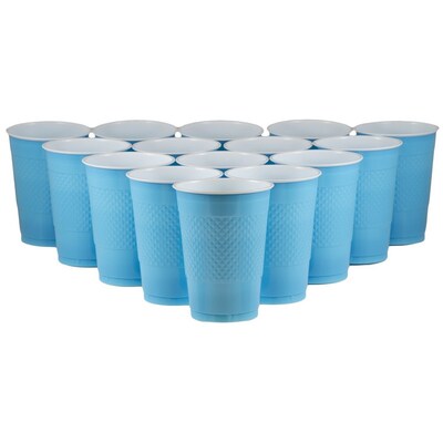 JAM PAPER Plastic Party Cups, 16 oz., Sea Blue, 20 Glasses/Pack (22555216SB)