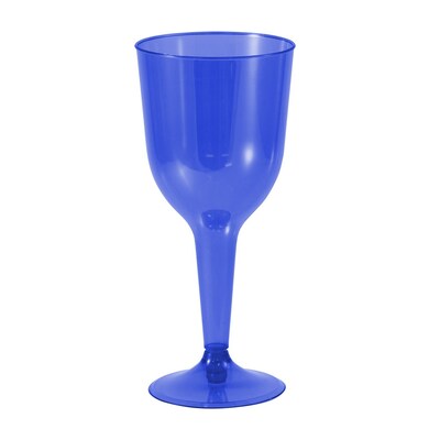 JAM PAPER Plastic Wine Glasses, 10 oz, Royal Blue, 20 Glasses/Pack