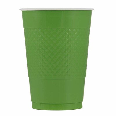 JAM PAPER Plastic Party Cups, 16 oz, Green, 20 Glasses/Pack