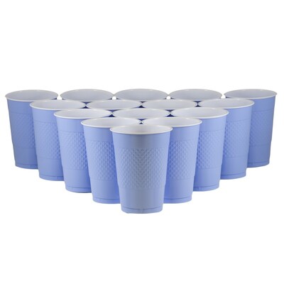 JAM PAPER Plastic Party Cups, 16 oz, Baby Blue, 20 Glasses/Pack