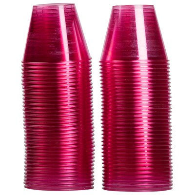 JAM PAPER Plastic Glasses Party Pack, 9 oz Tumblers, Fuchsia Hot Pink, 72 Hard Plastic Cups/Pack