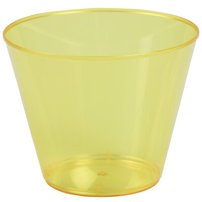 JAM PAPER Plastic Glasses Party Pack, 9 oz Tumblers, Yellow, 72 Hard Plastic Cups/Pack