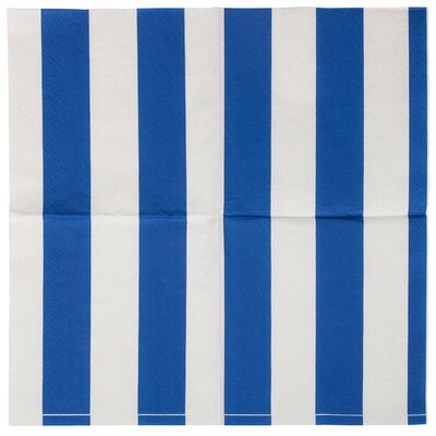 JAM PAPER Small Beverage Napkins, 5 x 5, Blue Stripe, 16/Pack