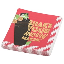 JAM PAPER Holiday Christmas Cocktail Napkins, 4 3/4 x 4 3/4, Red Shaker, 20/Pack