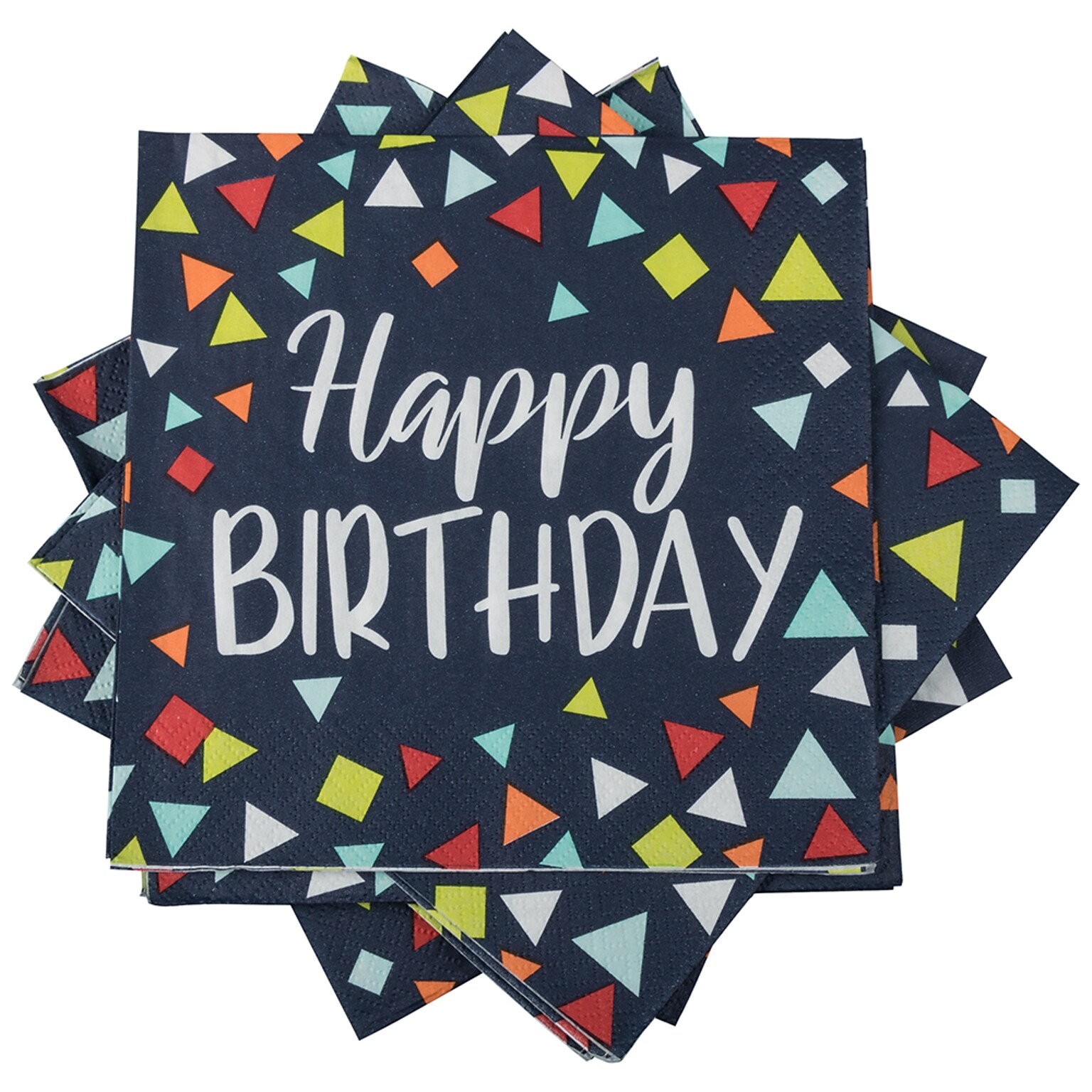 JAM PAPER Birthday Party Lunch Napkins, 6 1/2 x 6 1/2, Blue Banner, 16 Napkins/Pack