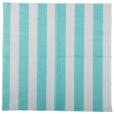 JAM PAPER Medium Lunch Napkins, 6 1/2 x 6 1/2, Aqua Blue Stripe, 16/Pack