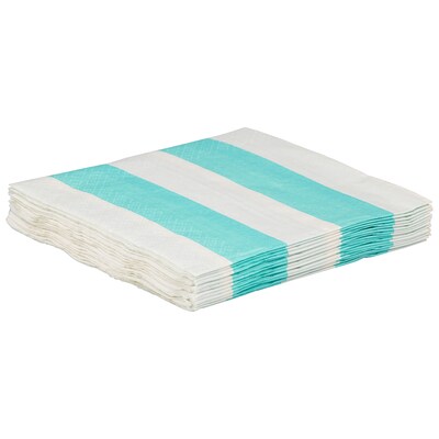 JAM PAPER Small Beverage Napkins, 5 x 5, Aqua Blue Stripe, 16/Pack