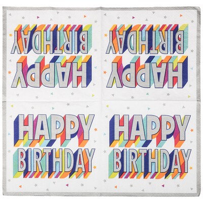 JAM PAPER Birthday Party Lunch Napkins, 6 1/2 x 6 1/2, Colorful Confetti, 16 Napkins/Pack