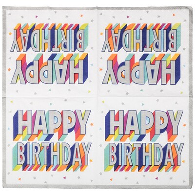 JAM PAPER Birthday Party Lunch Napkins, 6 1/2 x 6 1/2, Colorful Confetti, 16 Napkins/Pack