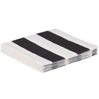 JAM PAPER Small Beverage Napkins, 5 x 5, Black Stripe, 16/Pack