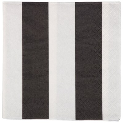 JAM PAPER Small Beverage Napkins, 5 x 5, Black Stripe, 16/Pack