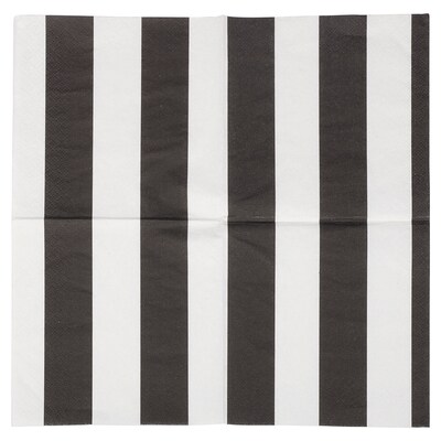 JAM PAPER Small Beverage Napkins, 5 x 5, Black Stripe, 16/Pack