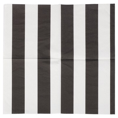 JAM PAPER Small Beverage Napkins, 5 x 5, Black Stripe, 16/Pack