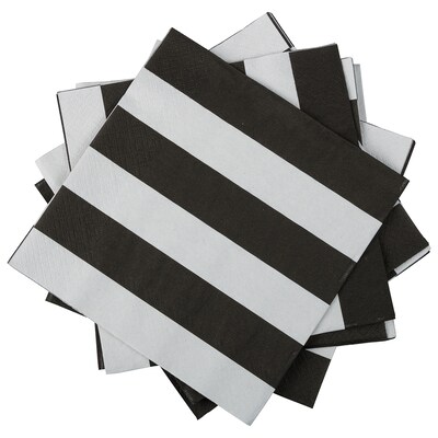 JAM PAPER Medium Lunch Napkins, 6 1/2 x 6 1/2, Black Stripe, 16/Pack