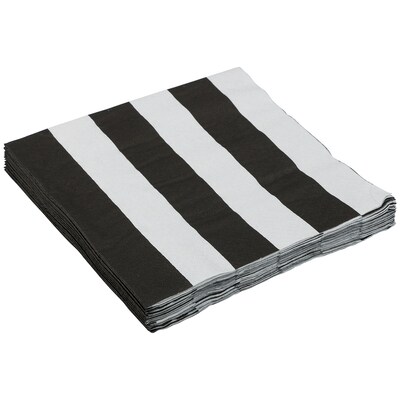 JAM PAPER Medium Lunch Napkins, 6 1/2 x 6 1/2, Black Stripe, 16/Pack