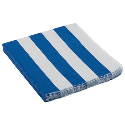 JAM PAPER Medium Lunch Napkins, 6 1/2 x 6 1/2, Blue Stripe, 16/Pack