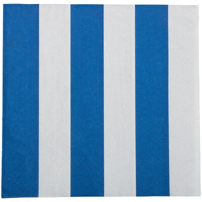 JAM PAPER Medium Lunch Napkins, 6 1/2 x 6 1/2, Blue Stripe, 16/Pack